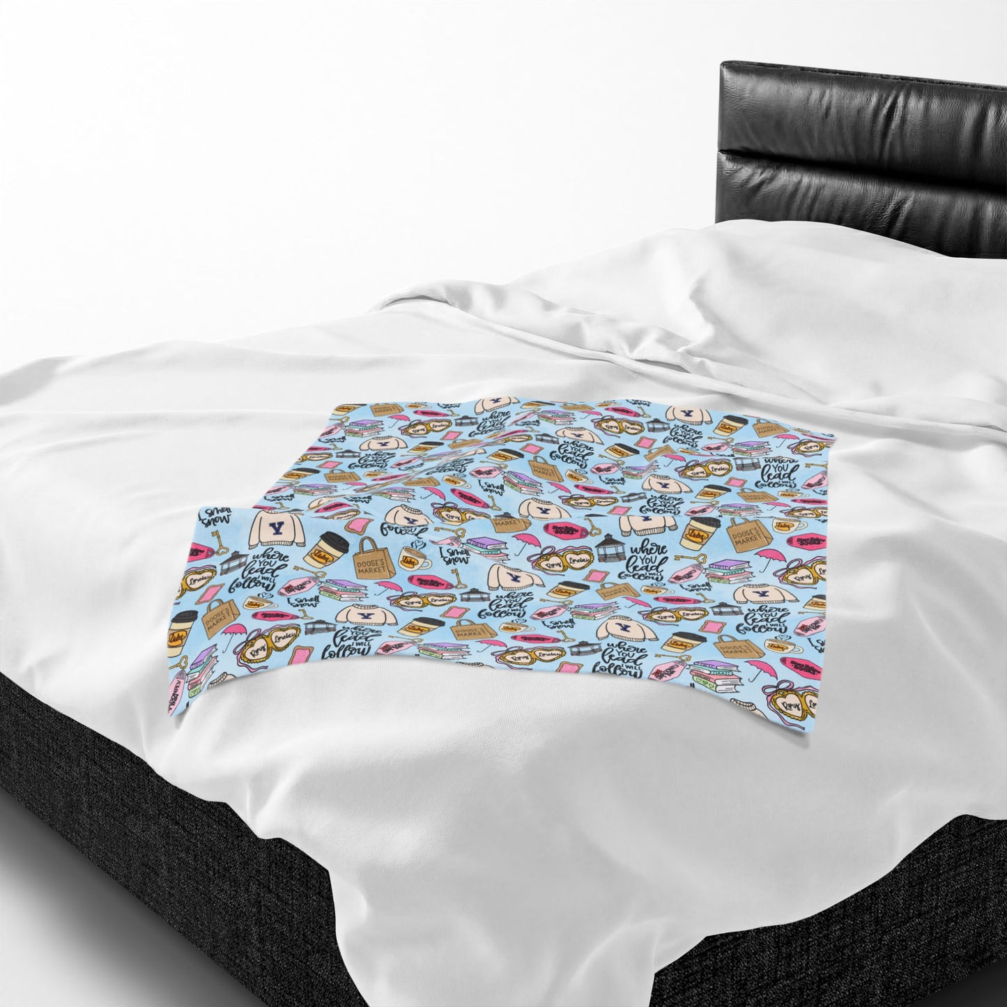 Coffee and Pastries Pattern Velveteen Plush Blanket | Stars Hollow Gilmore Girls Inspired