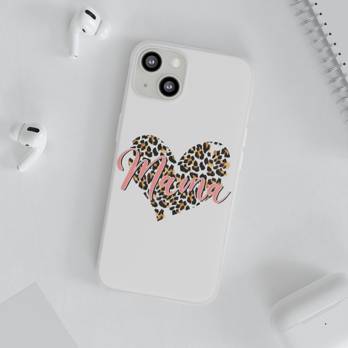 Mama Leopard Print Heart Phone Case