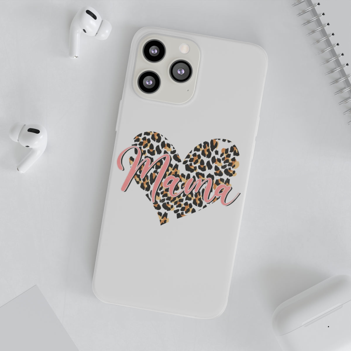 Mama Leopard Print Heart Phone Case