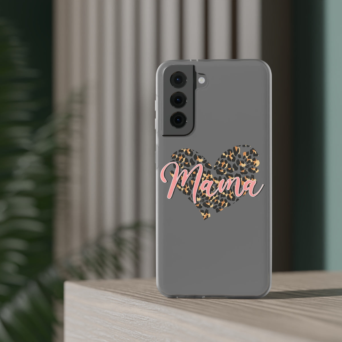 Mama Leopard Print Heart Phone Case