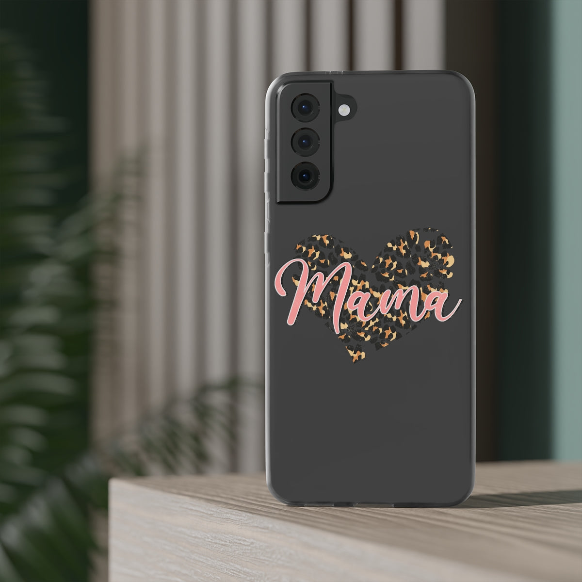 Mama Leopard Print Heart Phone Case