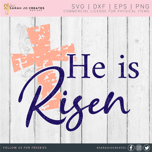 He Is Risen Grunge Cross SVG