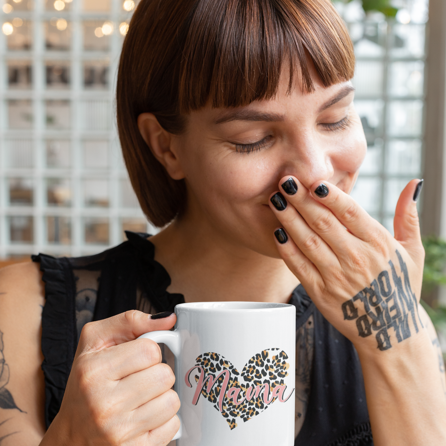 Mama Leopard Heart Mug