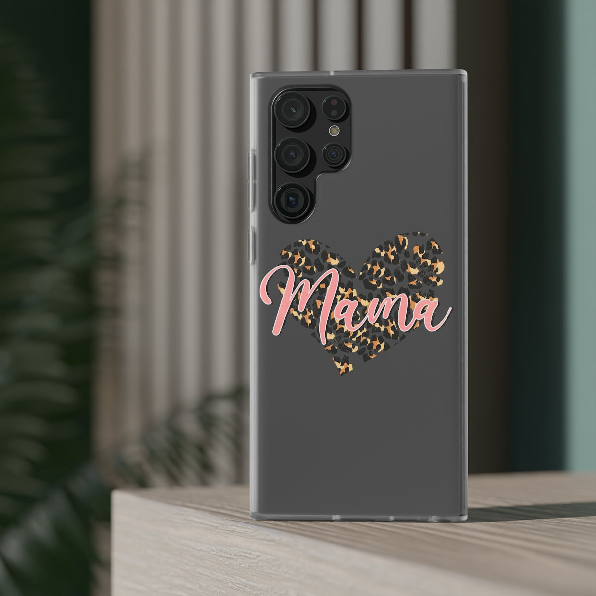 Mama Leopard Print Heart Phone Case