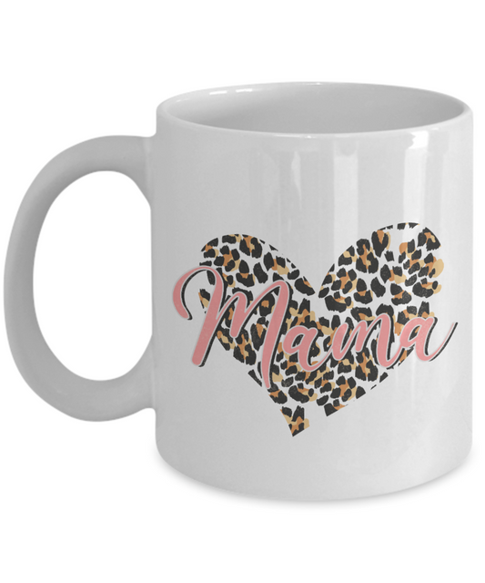 Mama Leopard Heart Mug