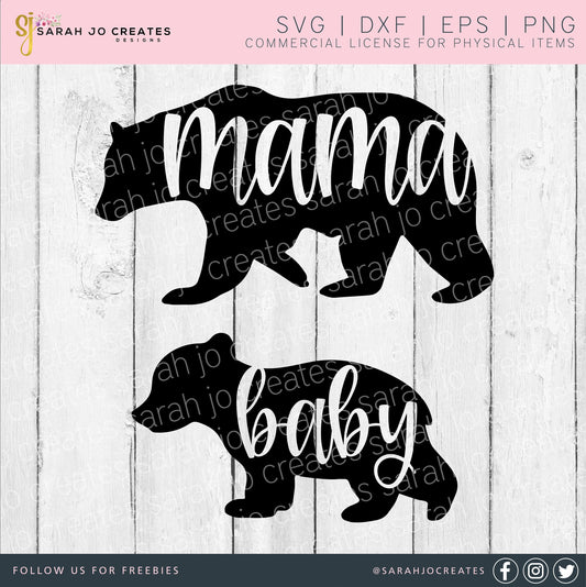 Mama Bear Baby Bear SVG