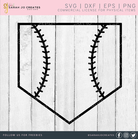 Baseball Home Plate Stitching SVG