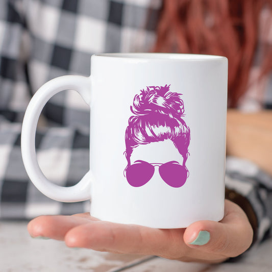 Messy Bun With Sunglasses Silhouette SVG