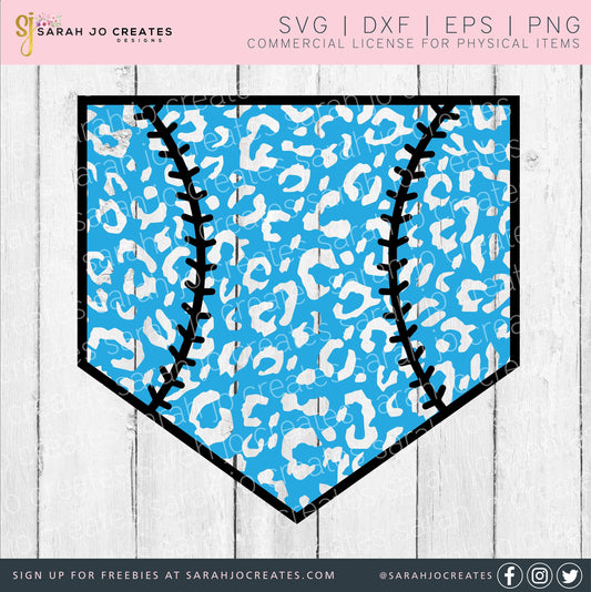 Baseball Home Plate Leopard SVG