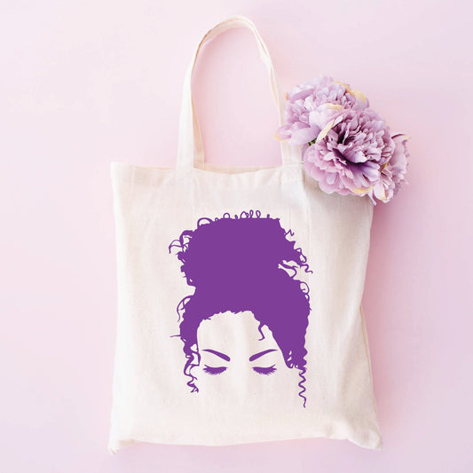 Messy Curly Hair Bun Silhouette SVG