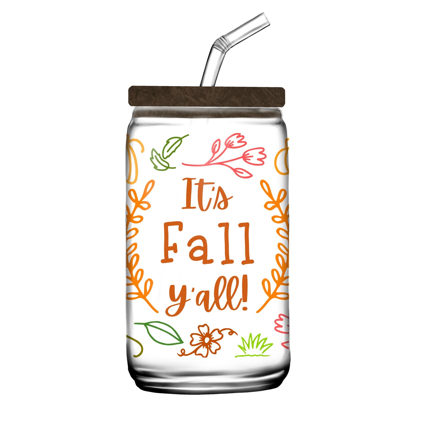 It's Fall Y'all Glass Can Wrap SVG