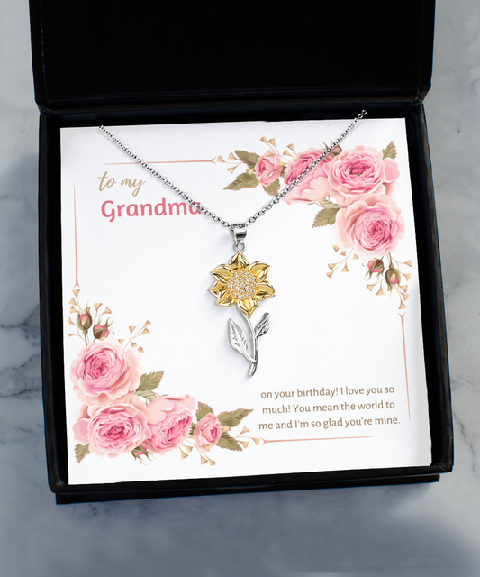 Grandma Birthday Sunflower Necklace