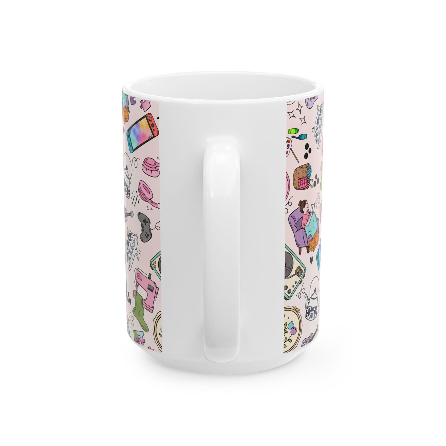 Cozy Hobbies Pattern Ceramic Mug | 11oz 15oz