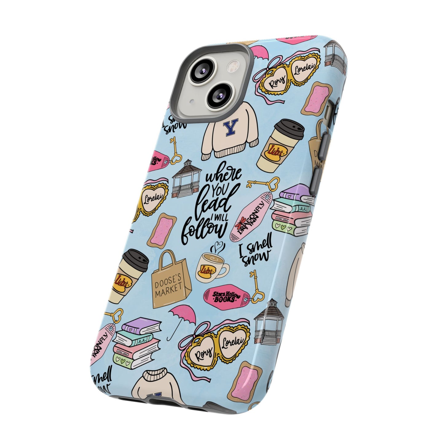 Where You Lead Pattern phone case | Cozy books coffee Stars Hollow Inspired