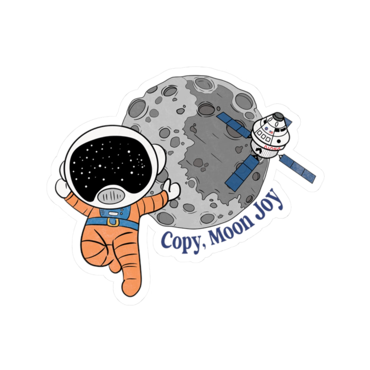 Copy Moon Joy Astronaut and Moon Illustration Kiss-Cut Stickers | Spacecraft Decal