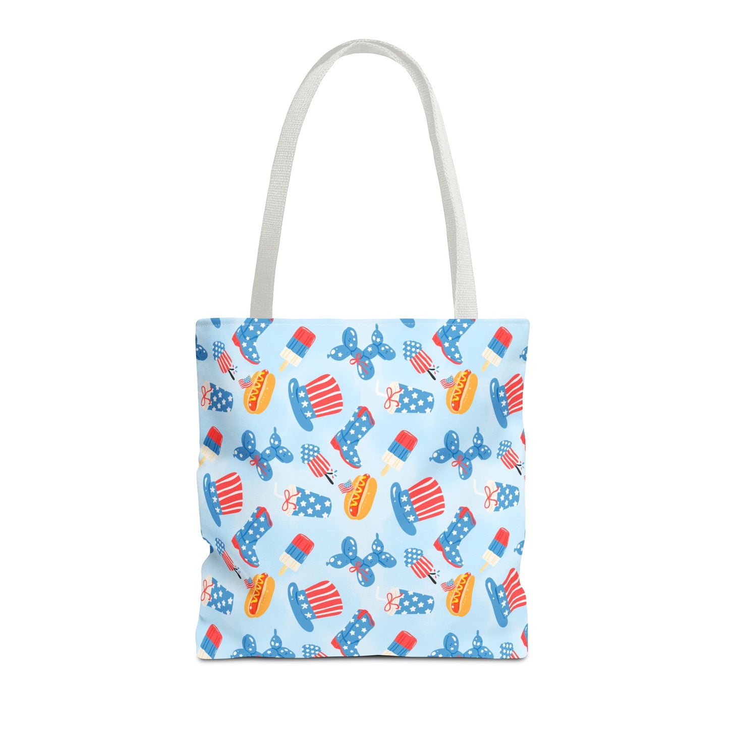 Patriotic Summer Icons tote bag | 4th of July fireworks, popsicles, cupcakes