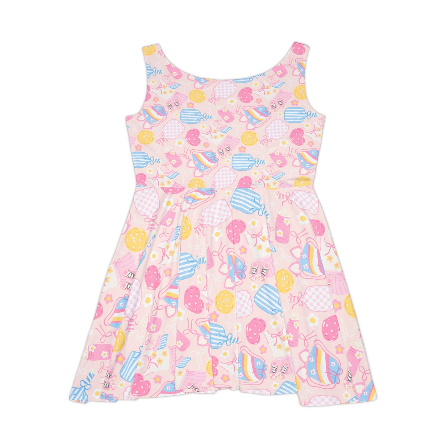 Pink Pickleball Skater Dress — Cute Pastel All‑Over Print