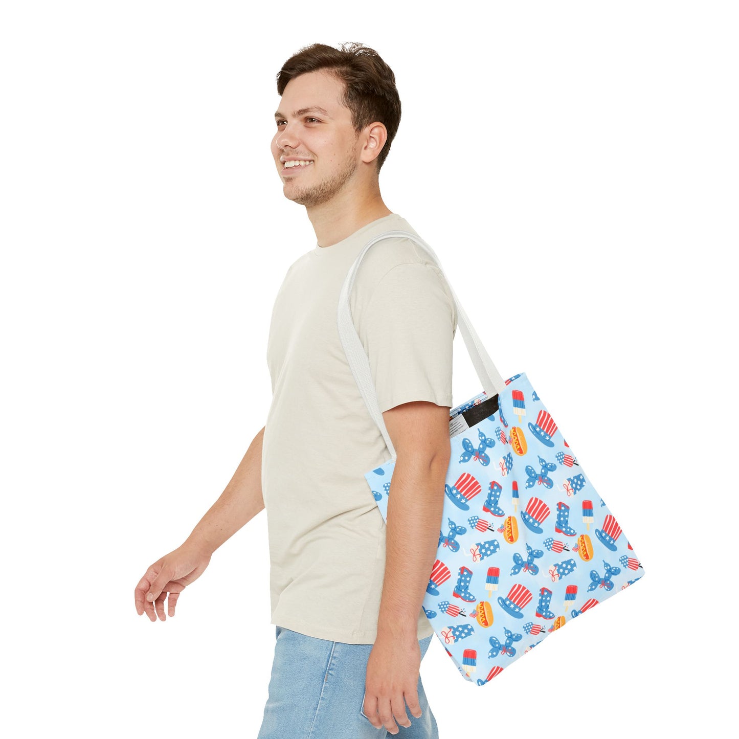Patriotic Summer Icons tote bag | 4th of July fireworks, popsicles, cupcakes