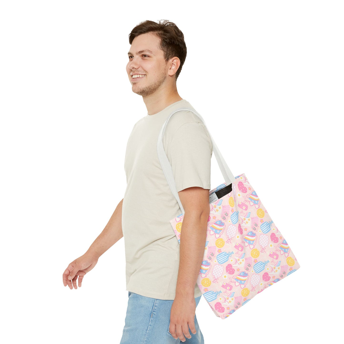 Pink Pickleball Tote Bag | All-Over Print, Sport Court Graphic