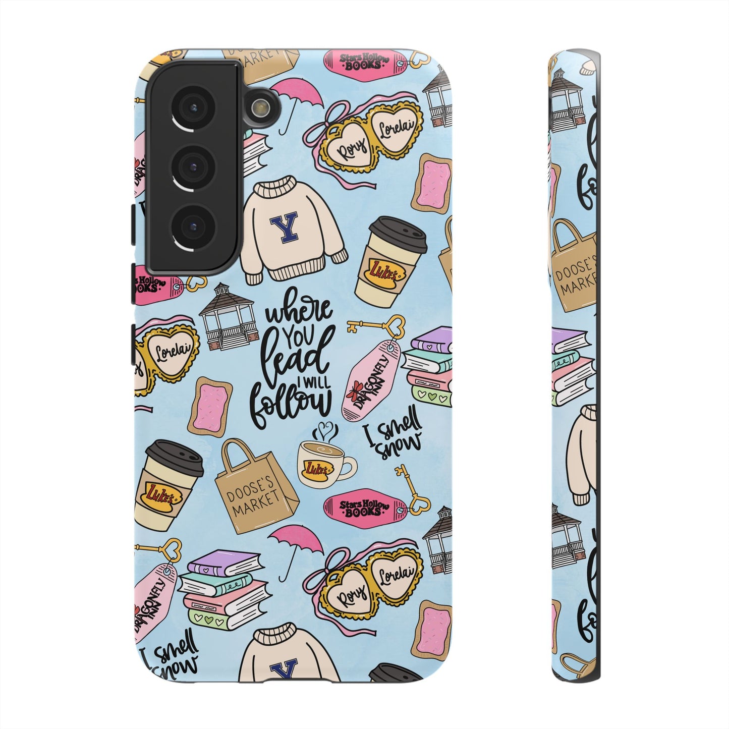 Where You Lead Pattern phone case | Cozy books coffee Stars Hollow Inspired