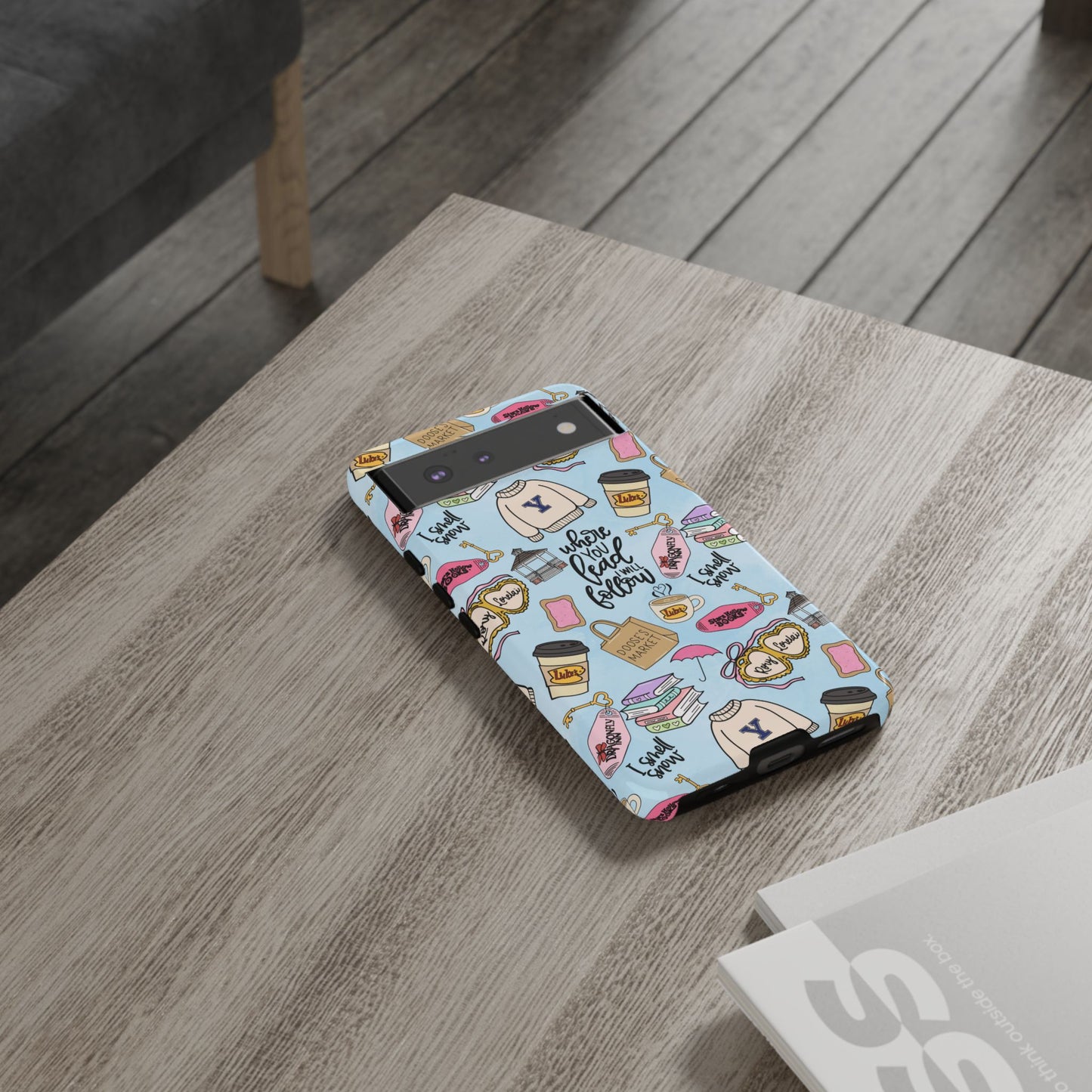 Where You Lead Pattern phone case | Cozy books coffee Stars Hollow Inspired