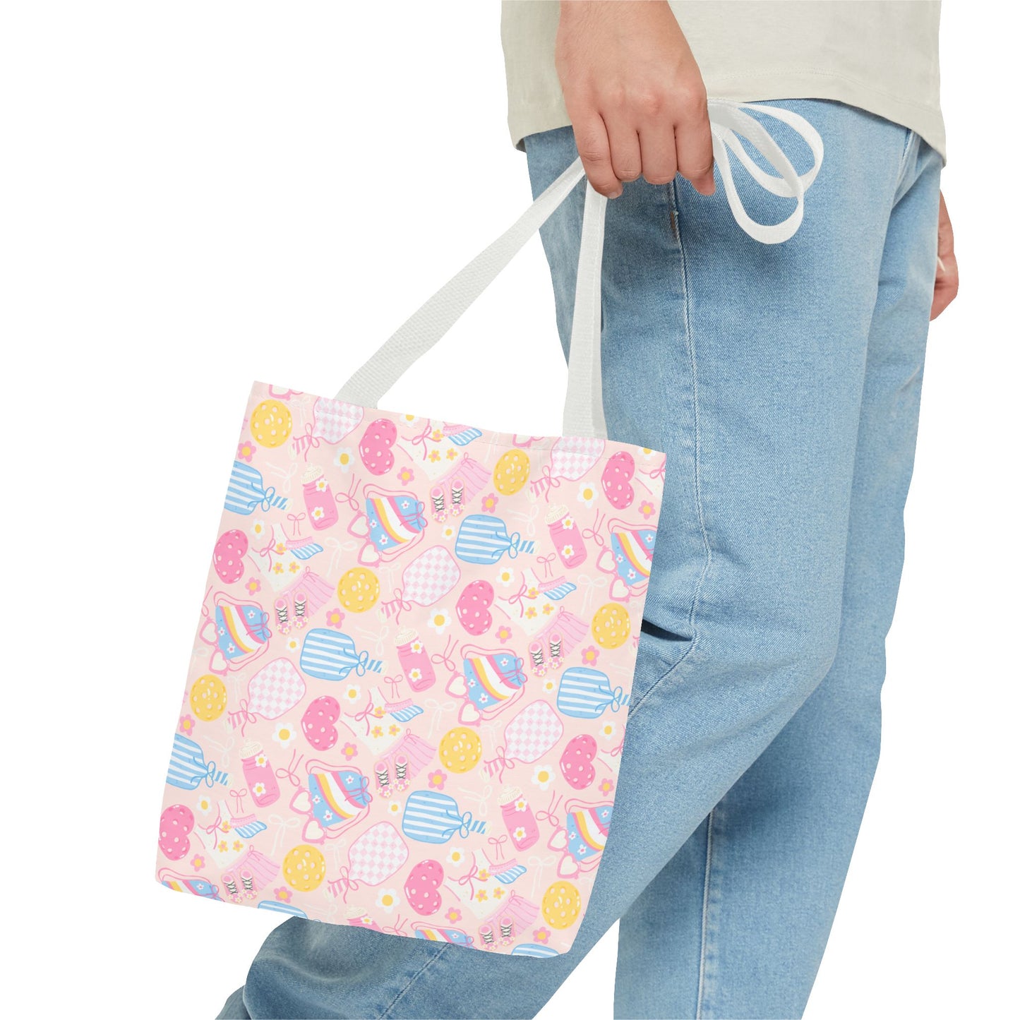 Pink Pickleball Tote Bag | All-Over Print, Sport Court Graphic