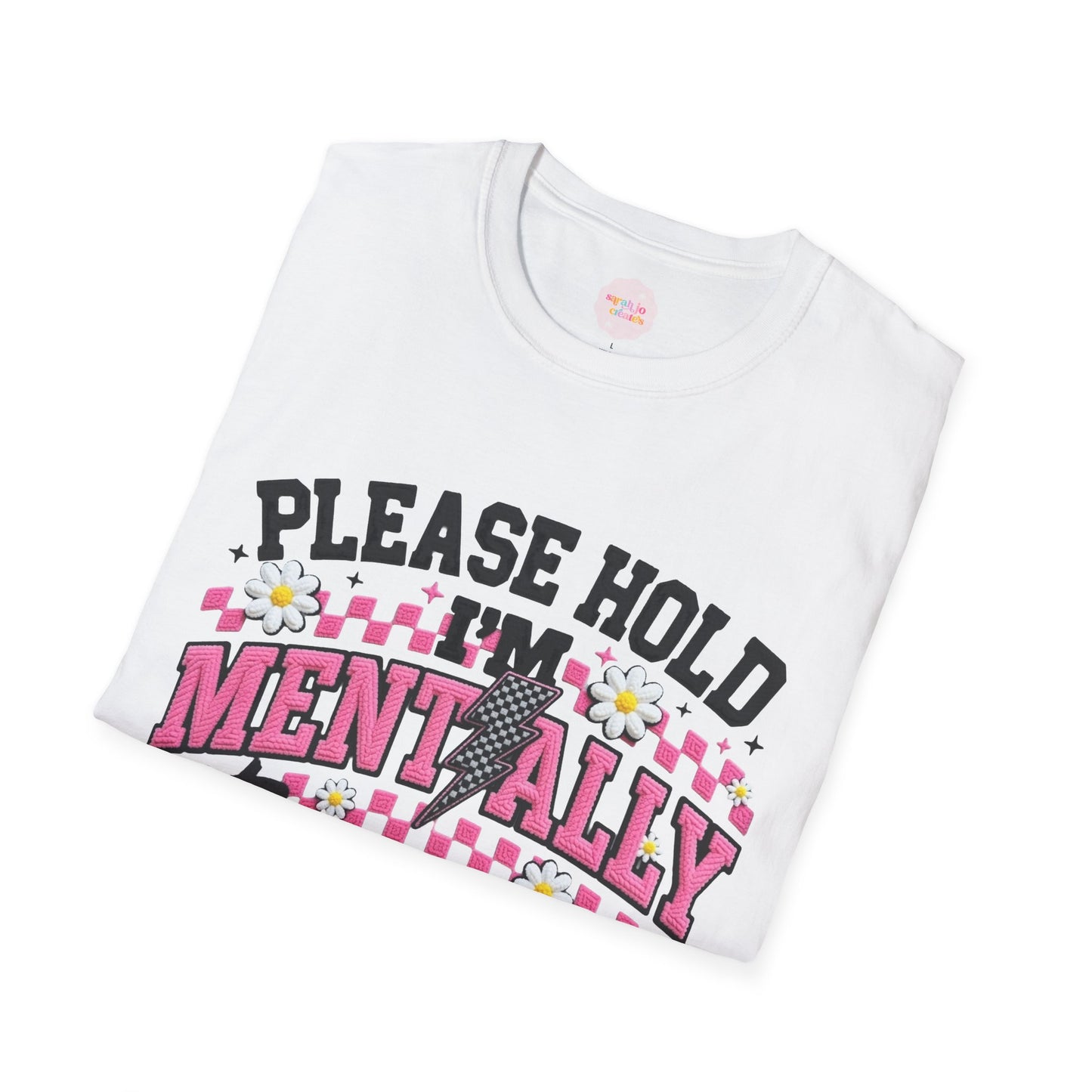 Please Hold I'm Mentally Buffering T-Shirt | Mental Health Awareness, Cute Retro Design