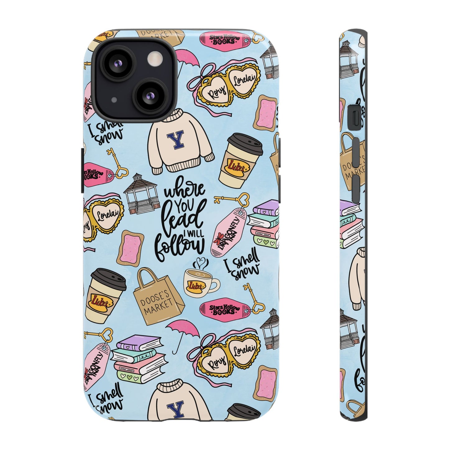 Where You Lead Pattern phone case | Cozy books coffee Stars Hollow Inspired