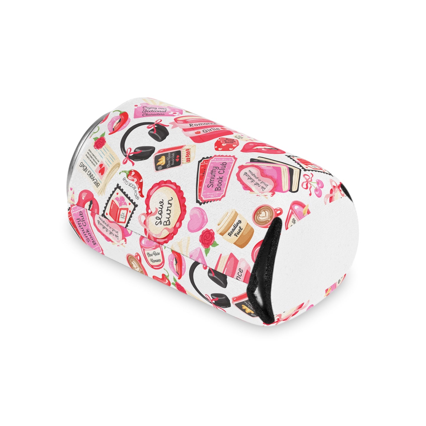 Slow Burn Romance Book Pattern Can Cooler | Cozy Reading Floral Design