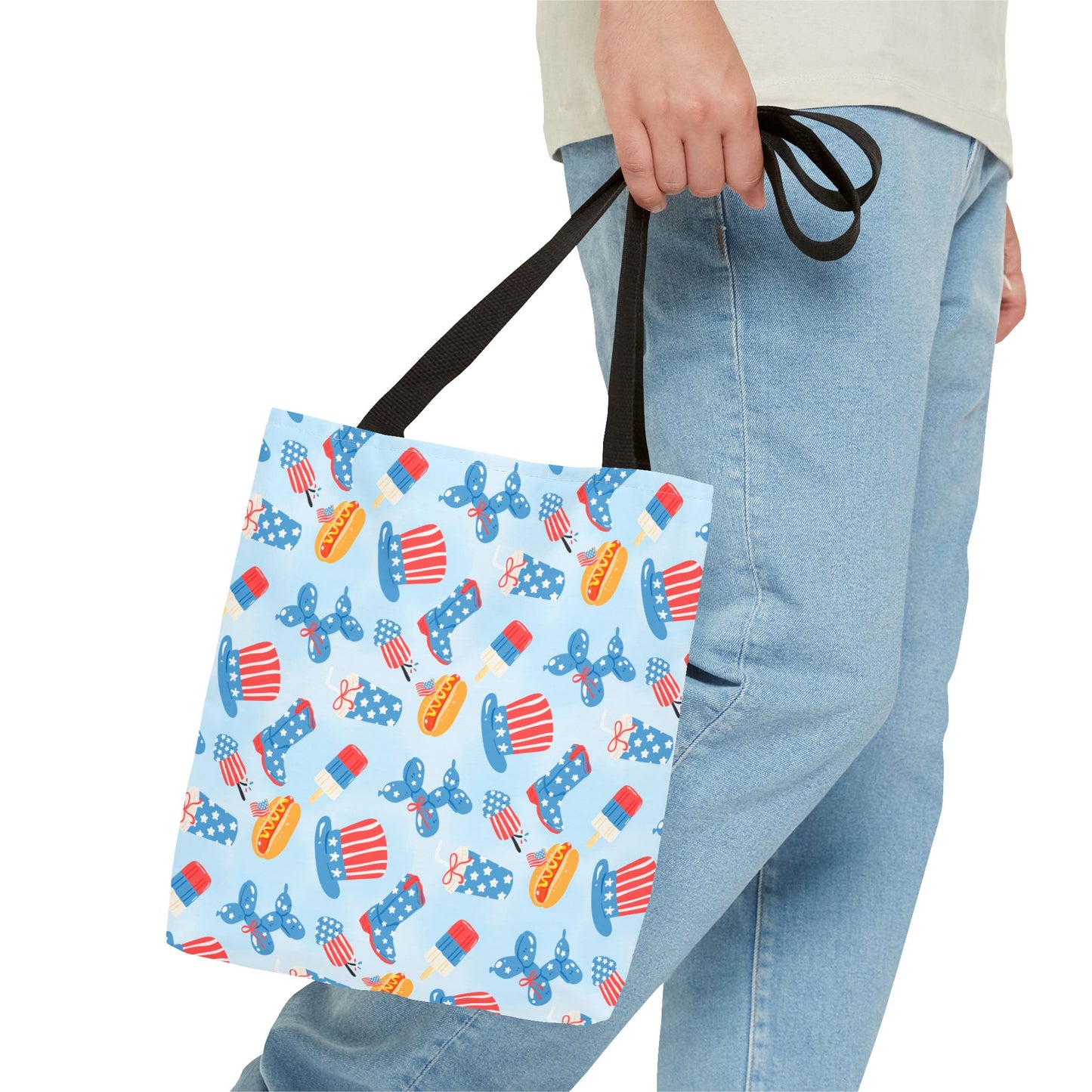 Patriotic Summer Icons tote bag | 4th of July fireworks, popsicles, cupcakes