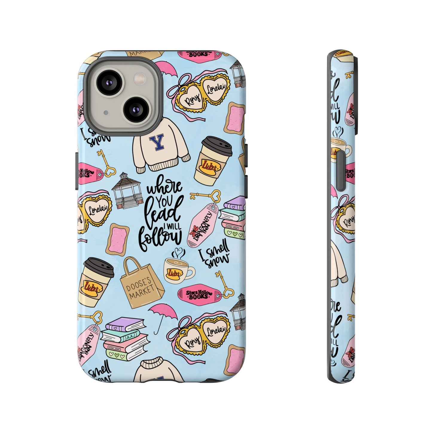 Where You Lead Pattern phone case | Cozy books coffee Stars Hollow Inspired