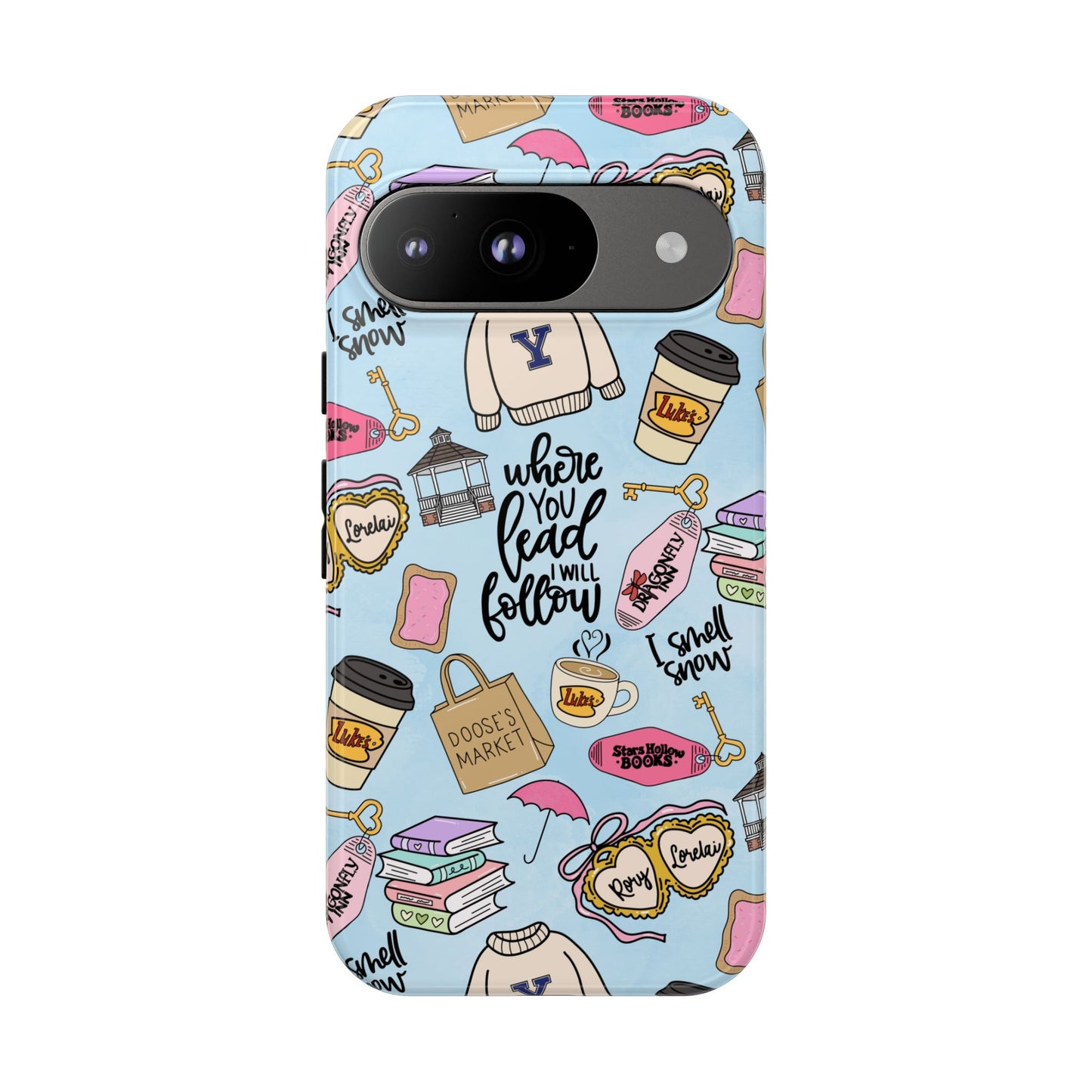 Where You Lead Pattern phone case | Cozy books coffee Stars Hollow Inspired