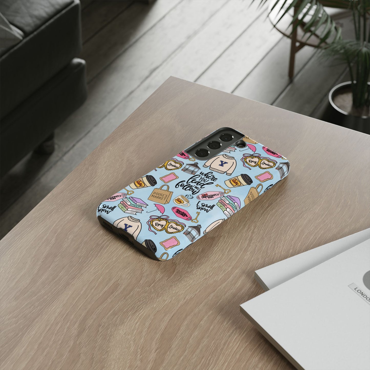 Where You Lead Pattern phone case | Cozy books coffee Stars Hollow Inspired