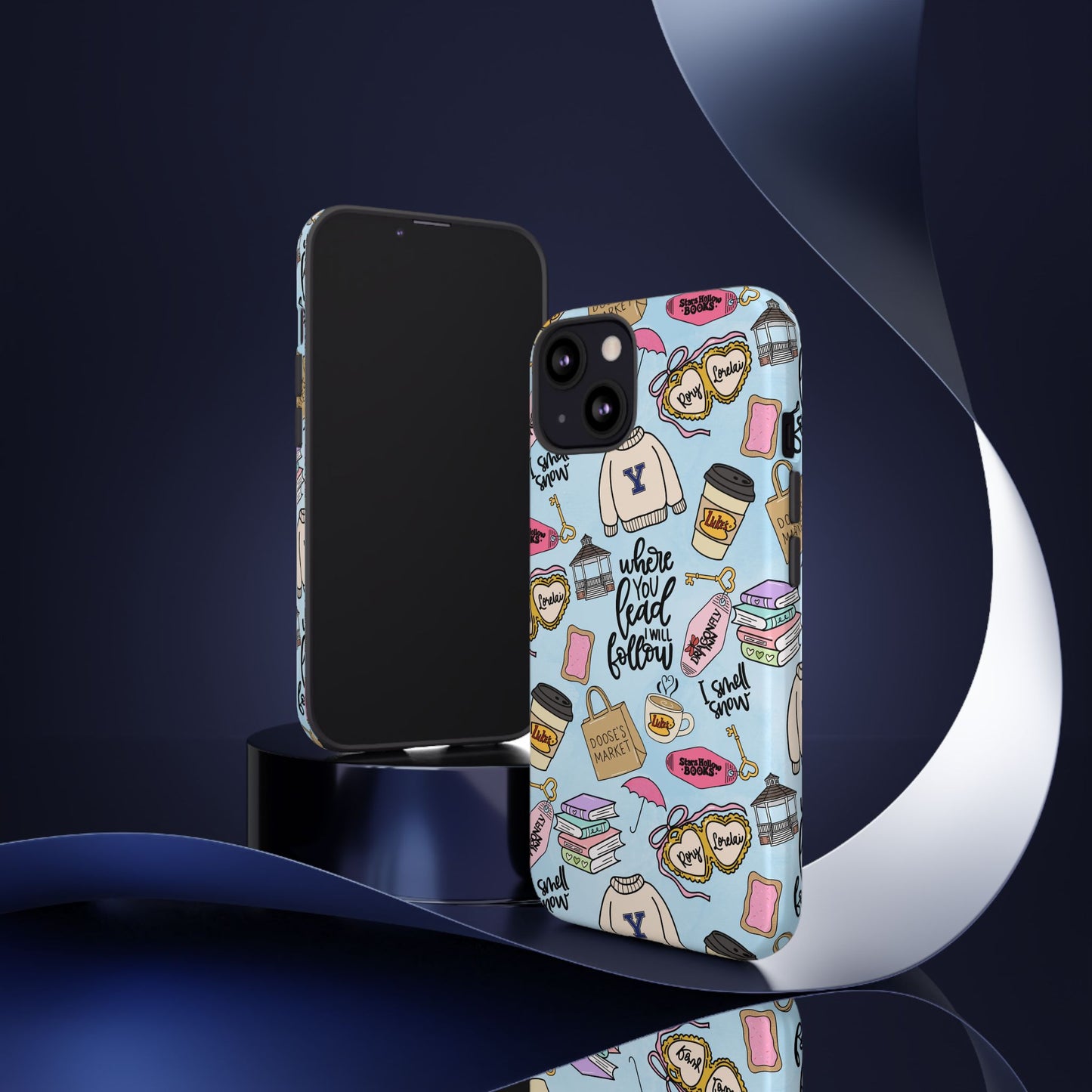 Where You Lead Pattern phone case | Cozy books coffee Stars Hollow Inspired
