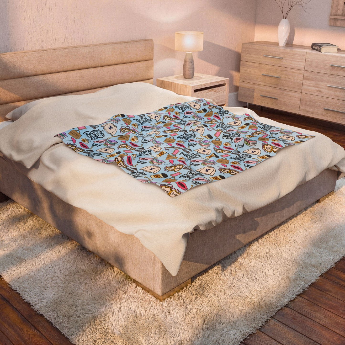 Coffee and Pastries Pattern Velveteen Plush Blanket | Stars Hollow Gilmore Girls Inspired