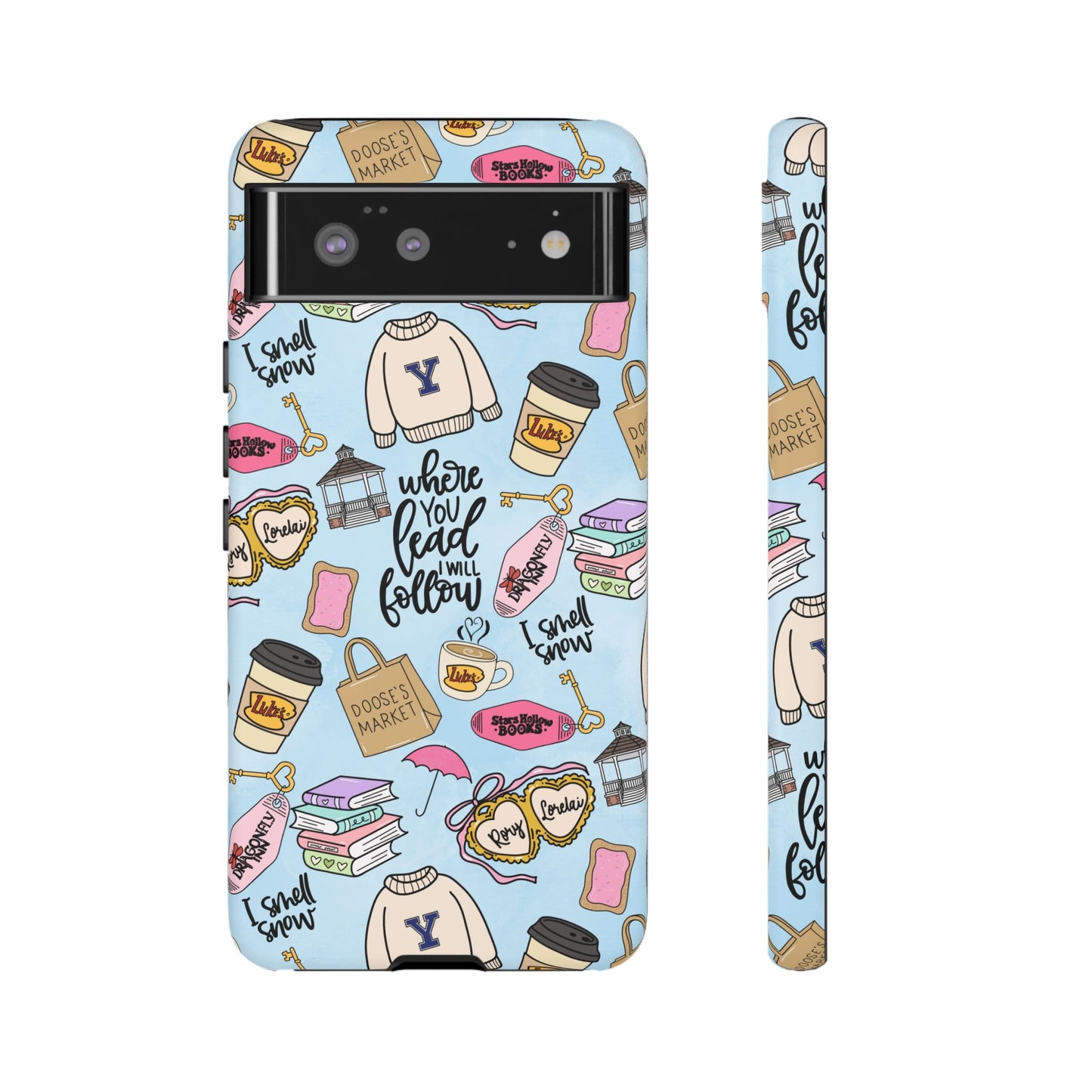 Where You Lead Pattern phone case | Cozy books coffee Stars Hollow Inspired