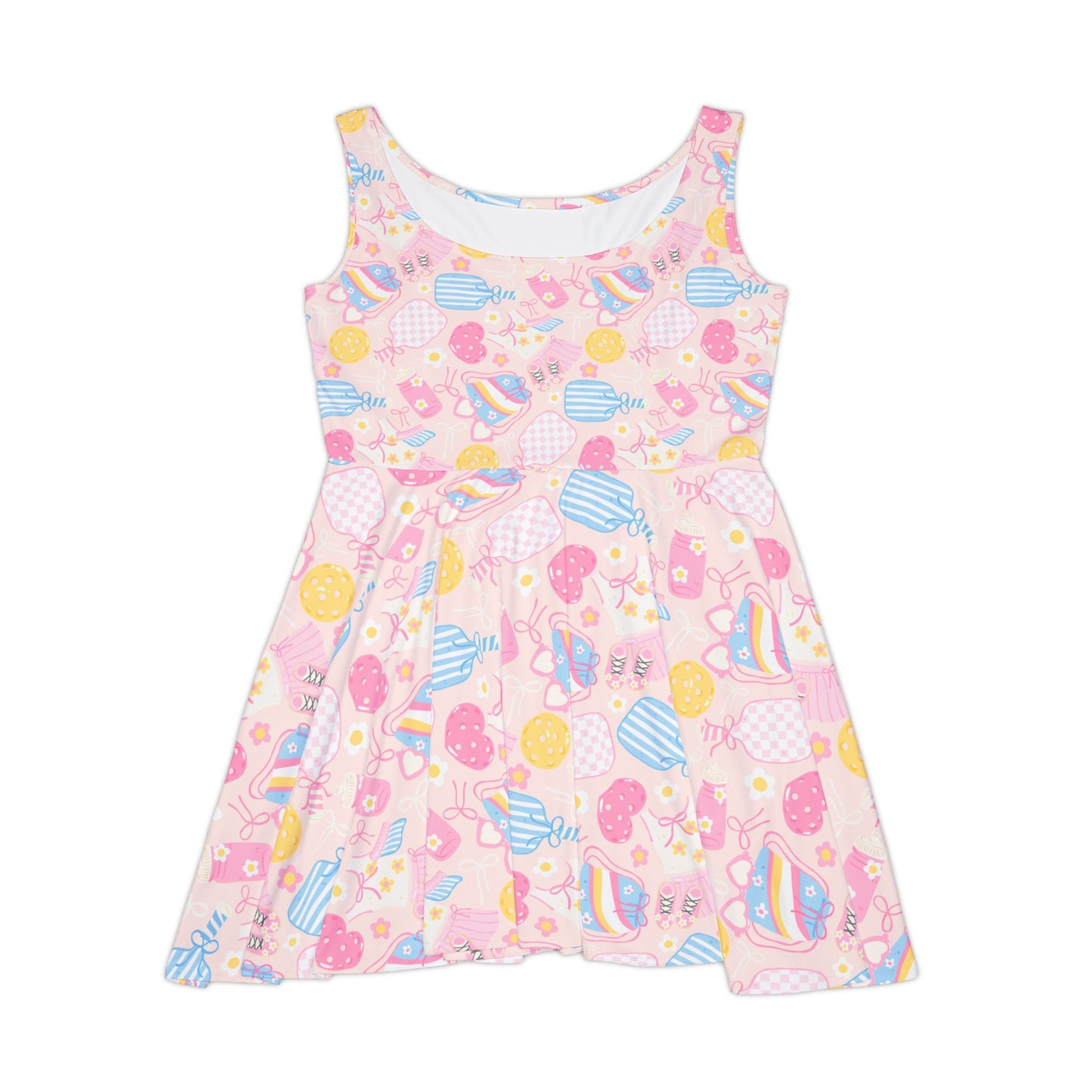 Pink Pickleball Skater Dress — Cute Pastel All‑Over Print