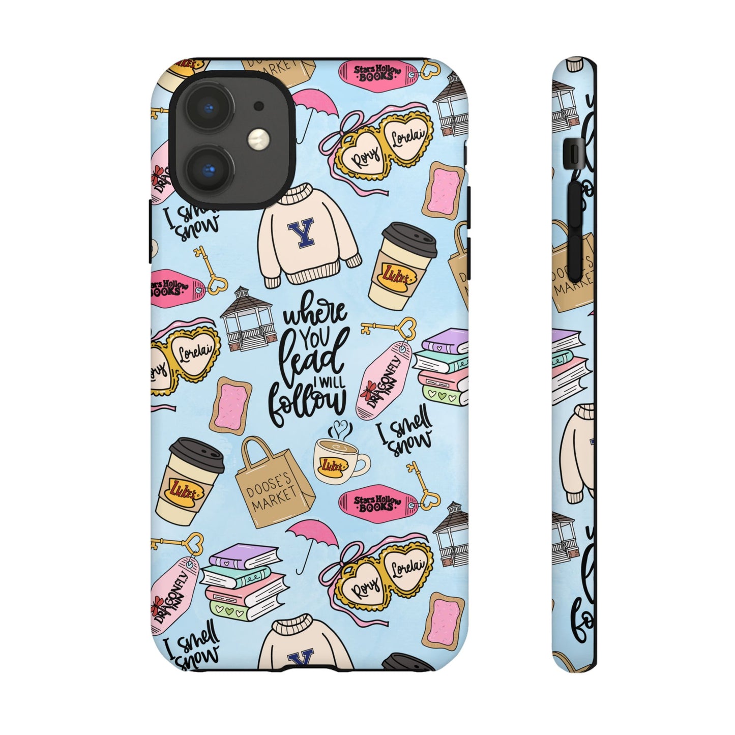 Where You Lead Pattern phone case | Cozy books coffee Stars Hollow Inspired
