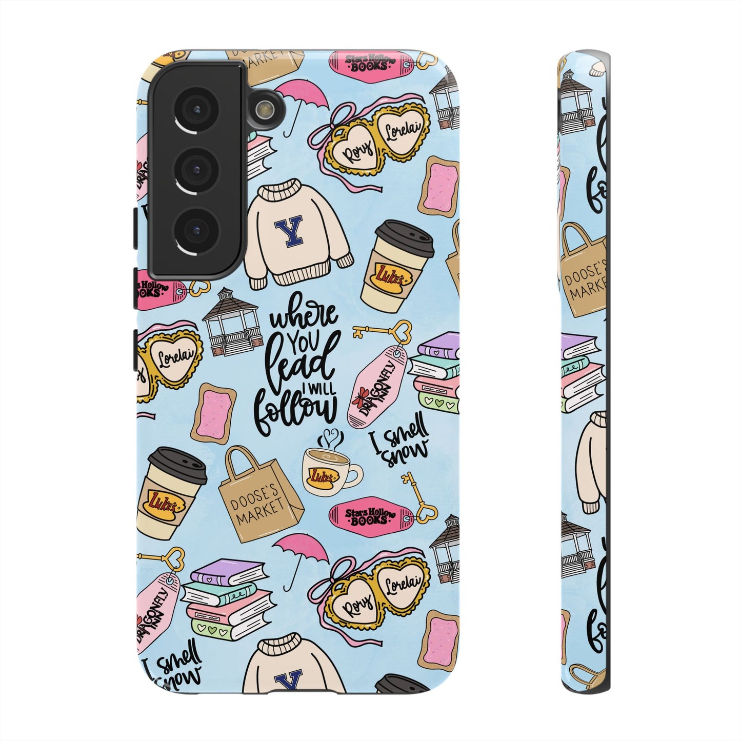 Where You Lead Pattern phone case | Cozy books coffee Stars Hollow Inspired