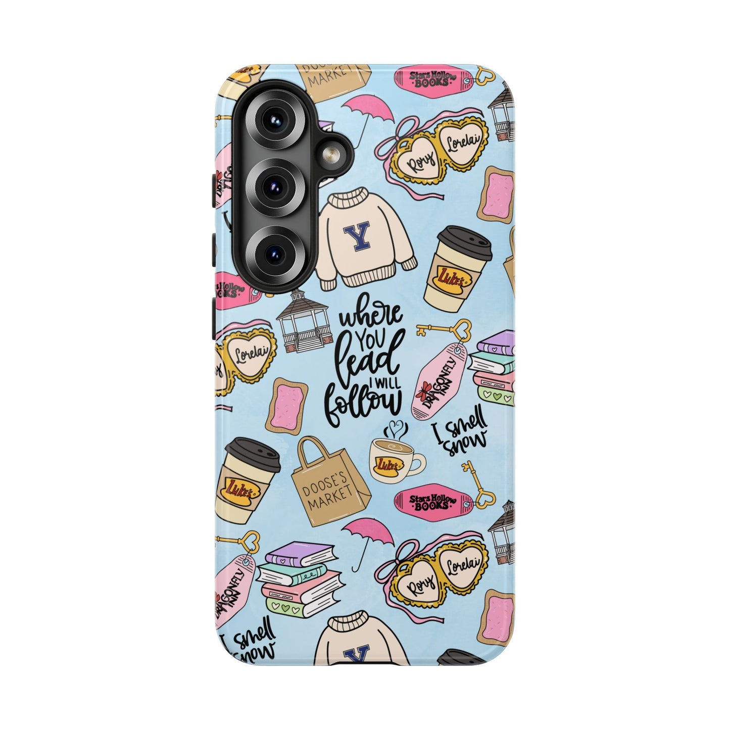 Where You Lead Pattern phone case | Cozy books coffee Stars Hollow Inspired