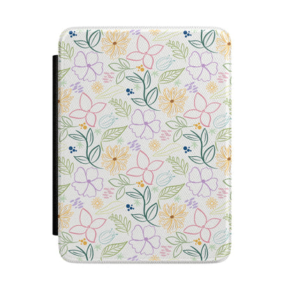 Floral Sketch Boho Kindle Case | Hand-Drawn Flower Sleeve