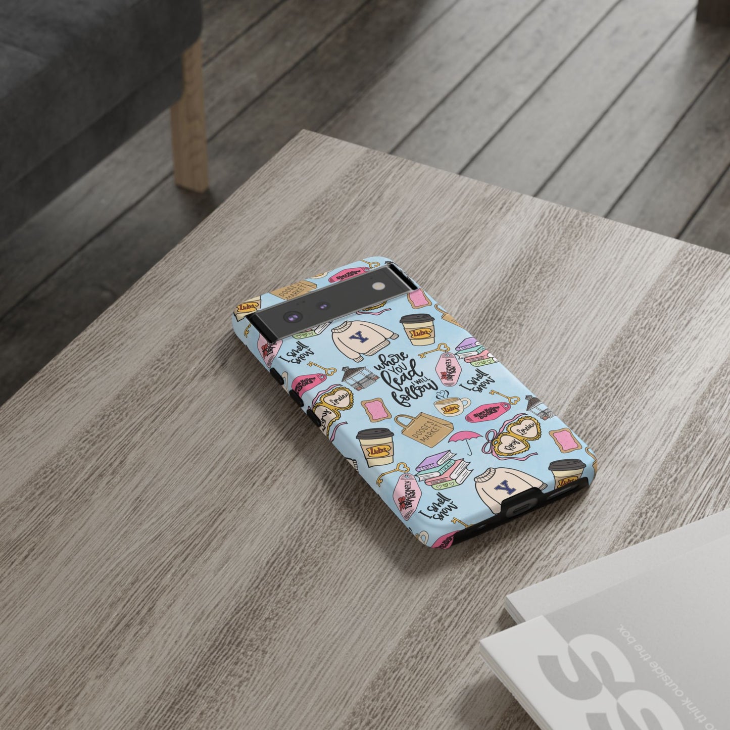 Where You Lead Pattern phone case | Cozy books coffee Stars Hollow Inspired
