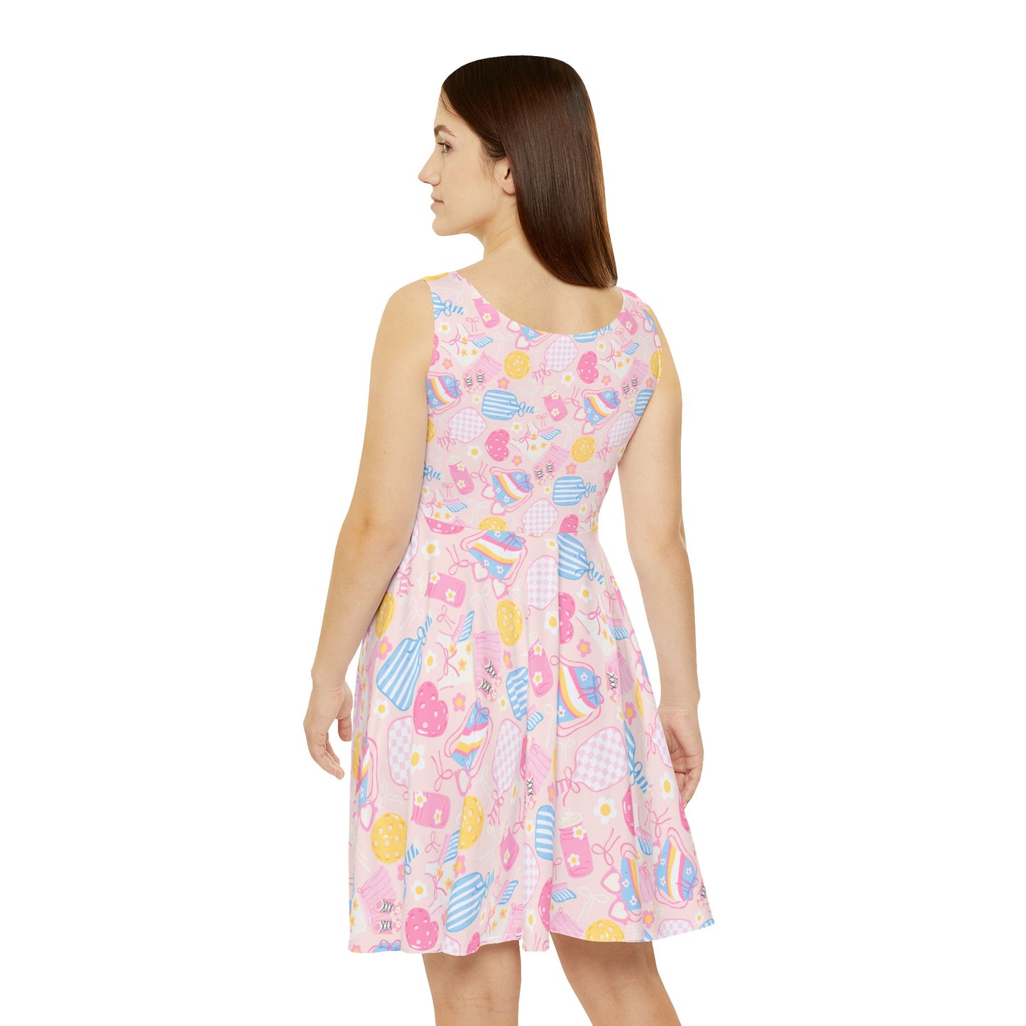 Pink Pickleball Skater Dress — Cute Pastel All‑Over Print
