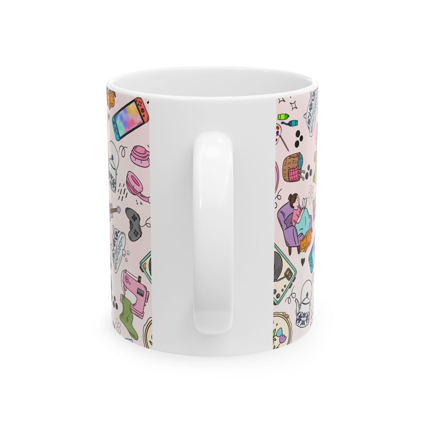 Cozy Hobbies Pattern Ceramic Mug | 11oz 15oz
