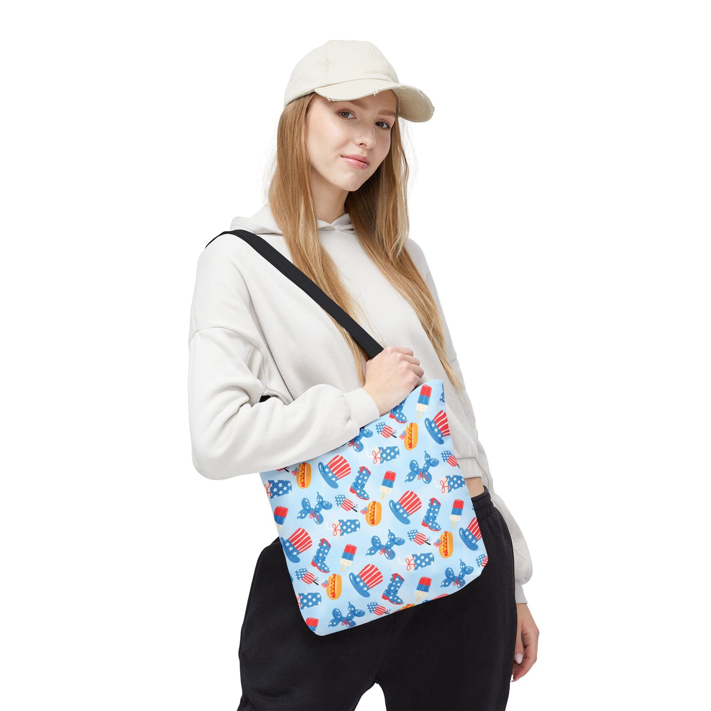 Patriotic Summer Icons tote bag | 4th of July fireworks, popsicles, cupcakes