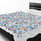 Coffee and Pastries Pattern Velveteen Plush Blanket | Stars Hollow Gilmore Girls Inspired