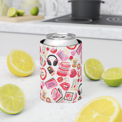 Slow Burn Romance Book Pattern Can Cooler | Cozy Reading Floral Design