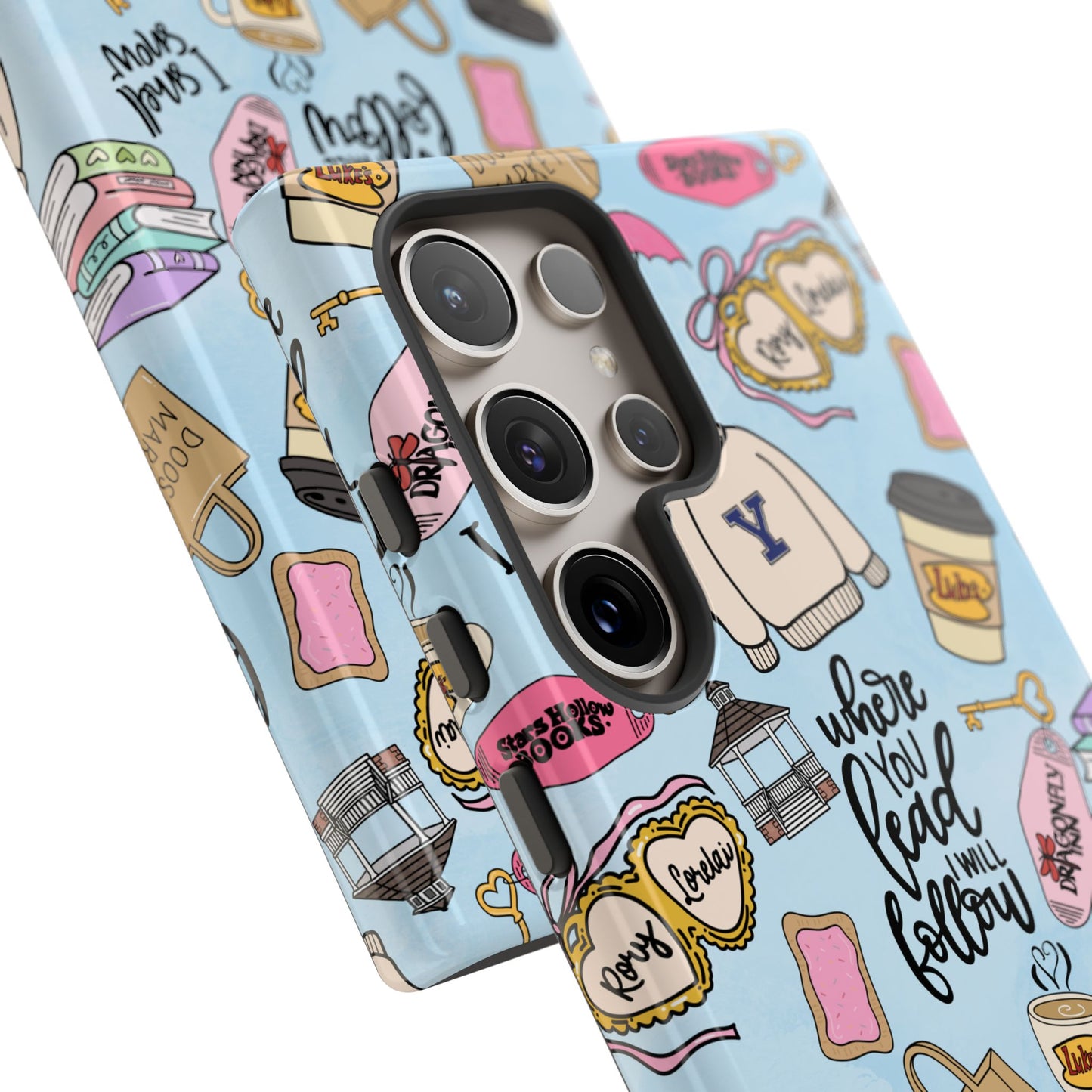 Where You Lead Pattern phone case | Cozy books coffee Stars Hollow Inspired