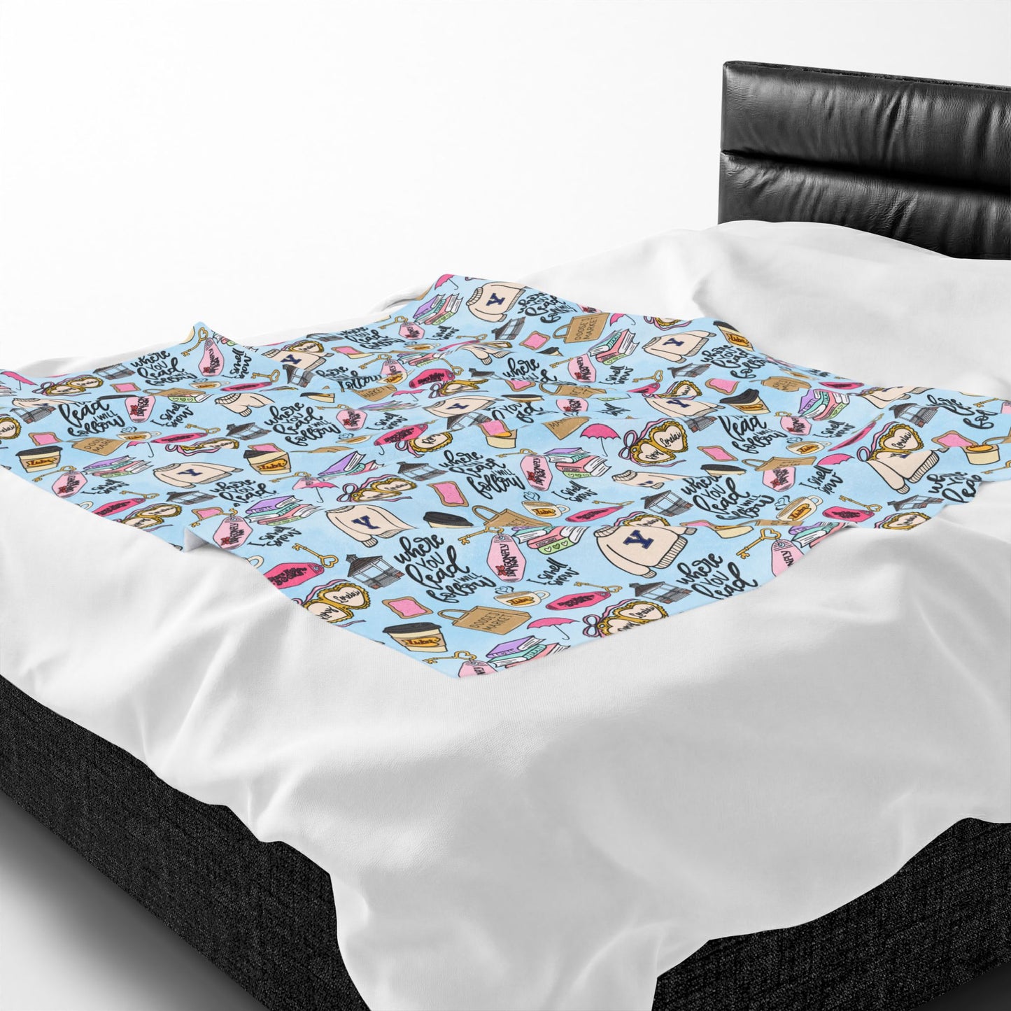 Coffee and Pastries Pattern Velveteen Plush Blanket | Stars Hollow Gilmore Girls Inspired