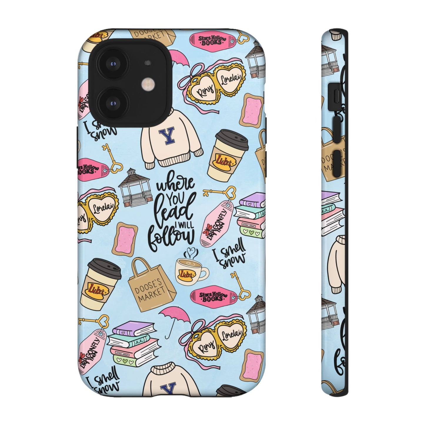 Where You Lead Pattern phone case | Cozy books coffee Stars Hollow Inspired